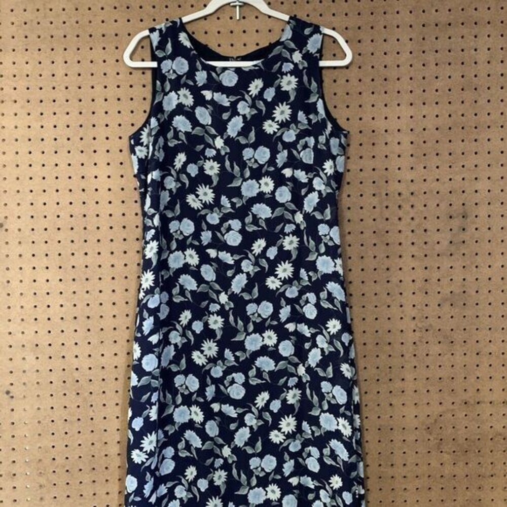 Vintage Old Navy Floral Dress Maxi Y2K 90s‎ Sleeveless Blue Cottagecore Flowy 12